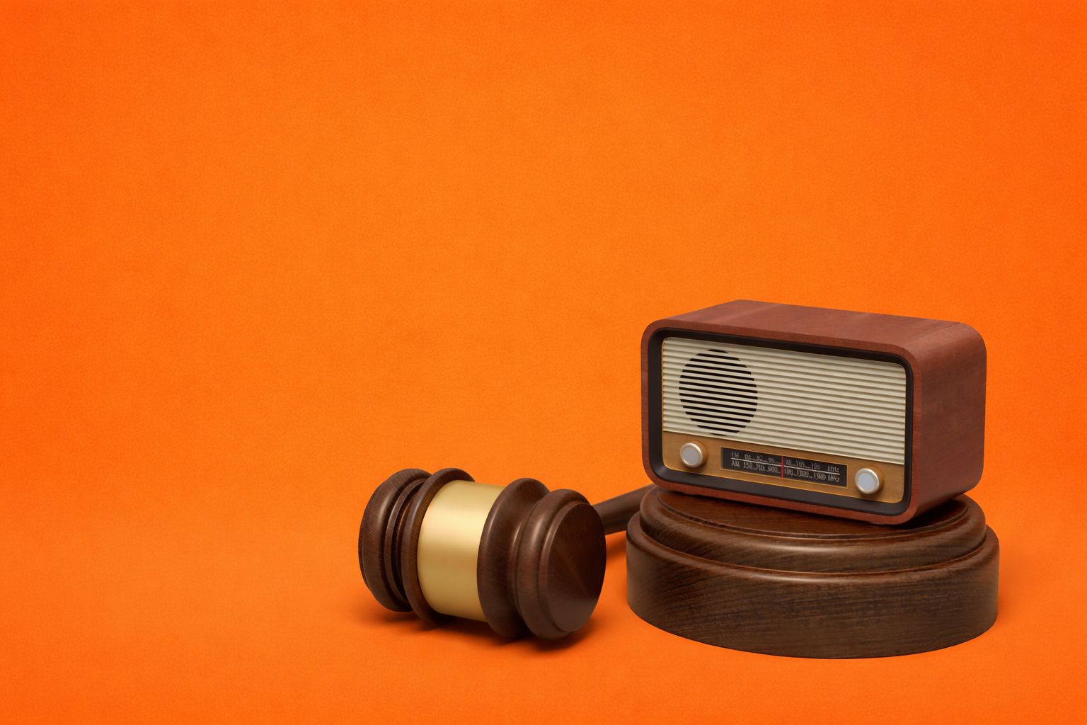 old radio on an orange background