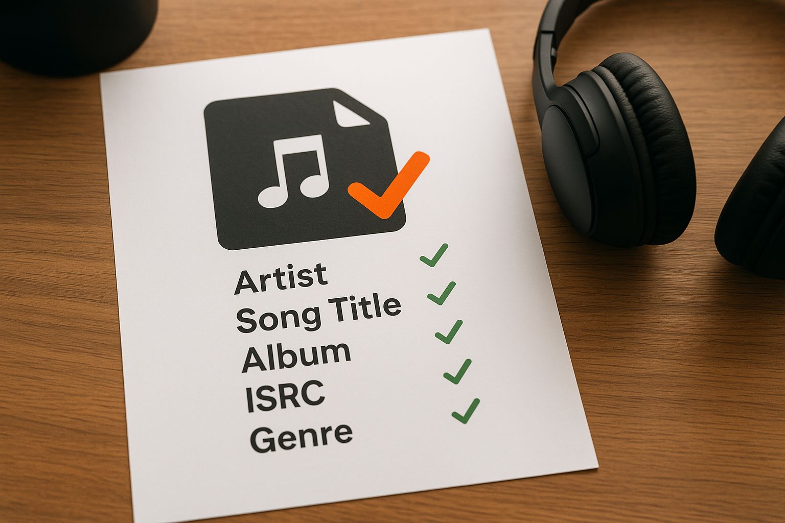 A tick list with metadata for radio airplay.